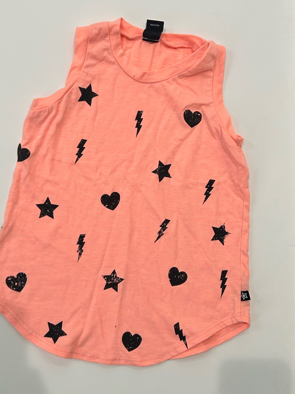 Pixielane Graphic Tank with Black Stars & Hearts, Size 5